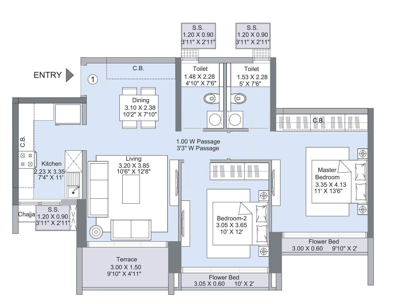Unit plan - 830 sq.ft.