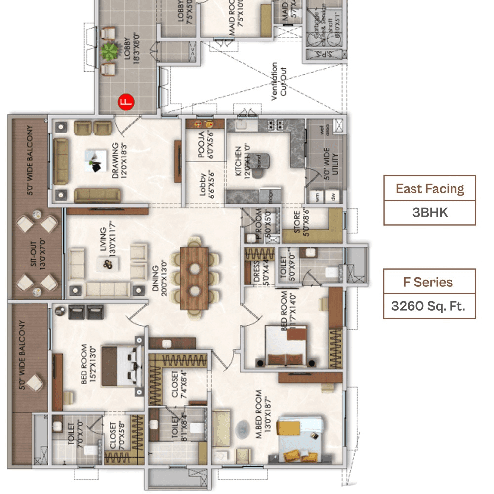 Jain Samriddhi Unit plan - 2282 sq.ft.