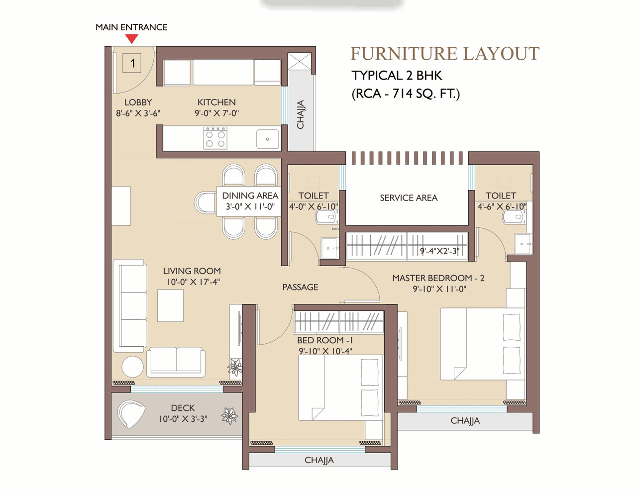 Urban Grandeur Unit plan - 782 sq.ft.