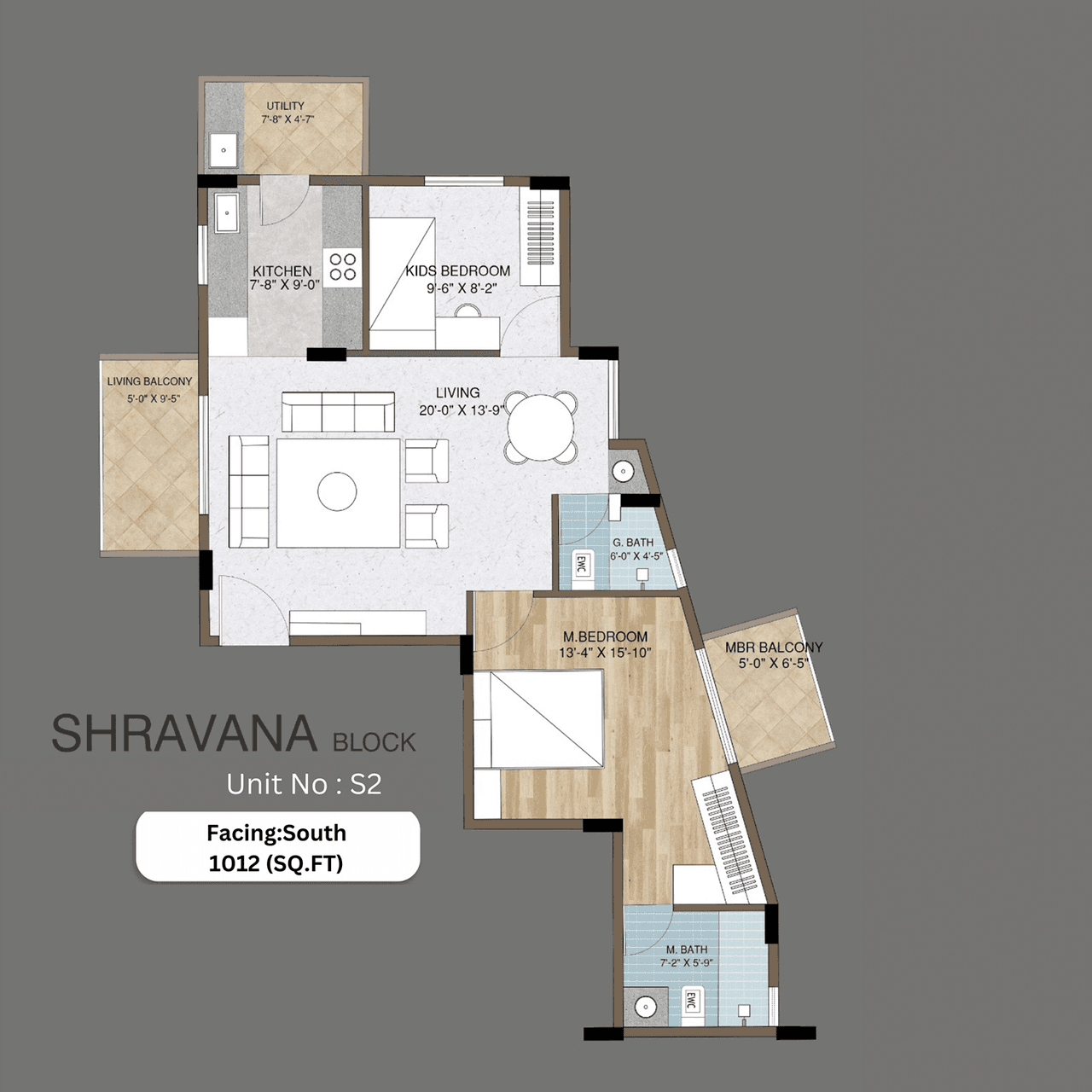 Adish Aradhra Unit plan - 680 sq.ft.