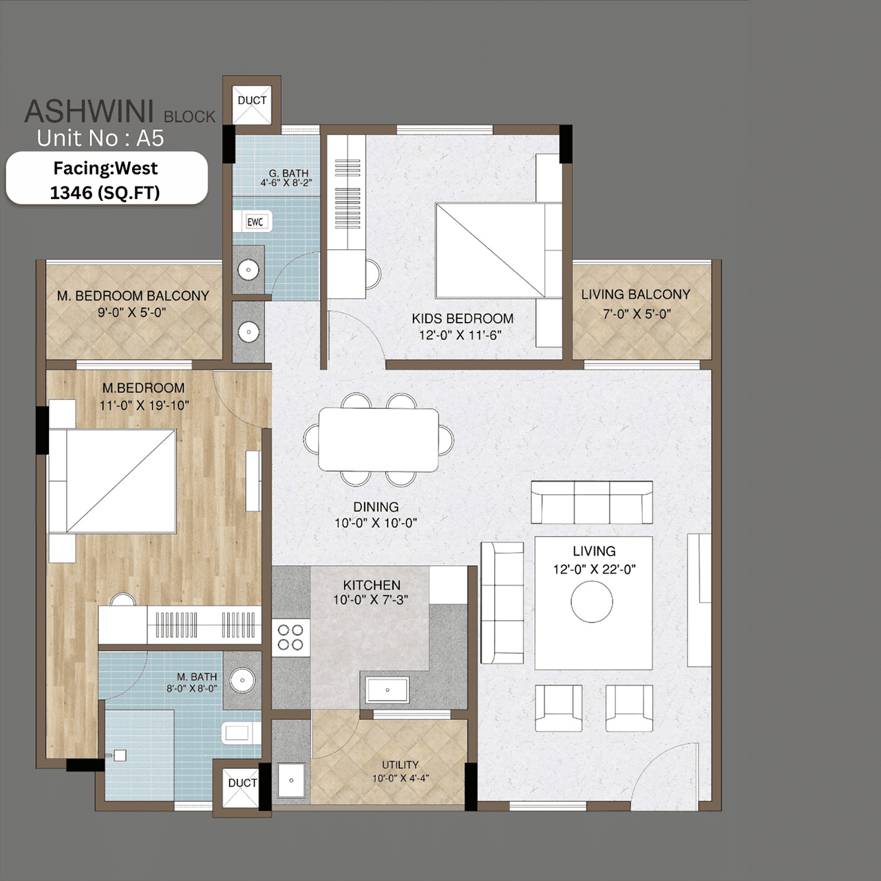 Adish Aradhra Unit plan - 986 sq.ft.