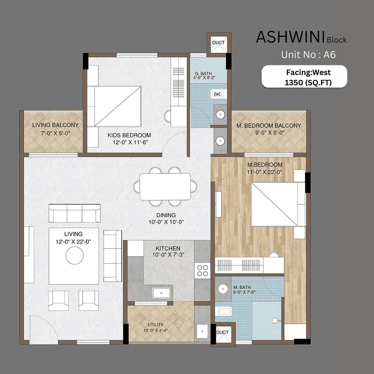 Adish Aradhra Unit plan - 988 sq.ft.