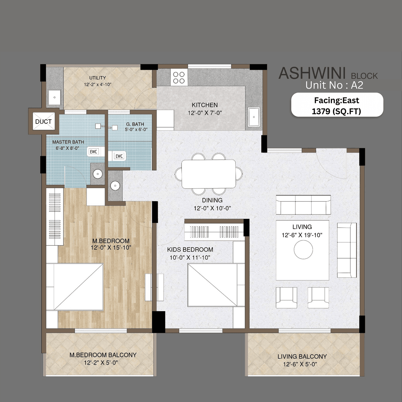 Adish Aradhra Unit plan - 1034 sq.ft.