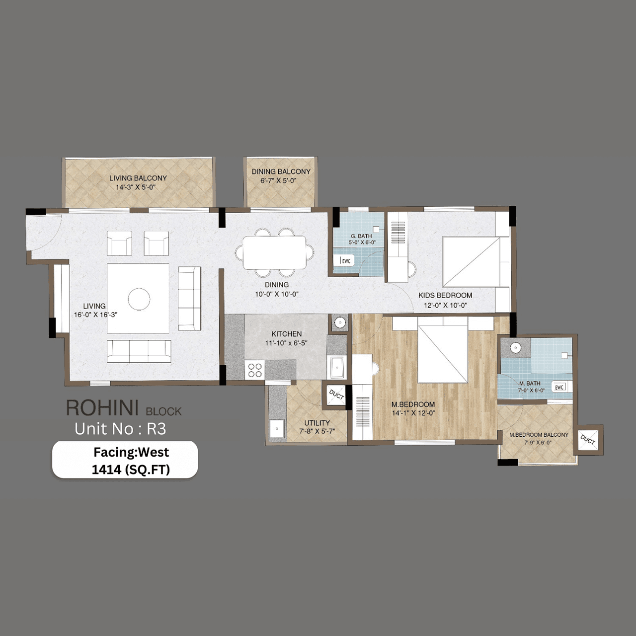 Adish Aradhra Unit plan - 1062 sq.ft.