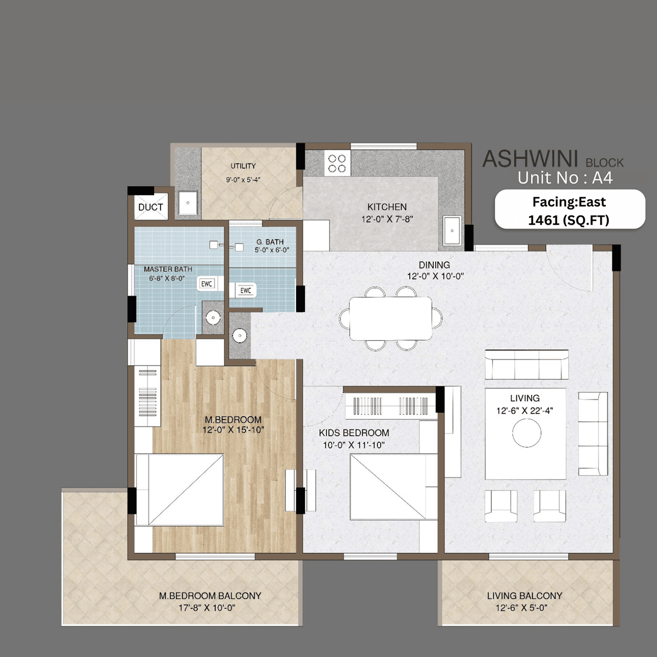 Adish Aradhra Unit plan - 1110 sq.ft.