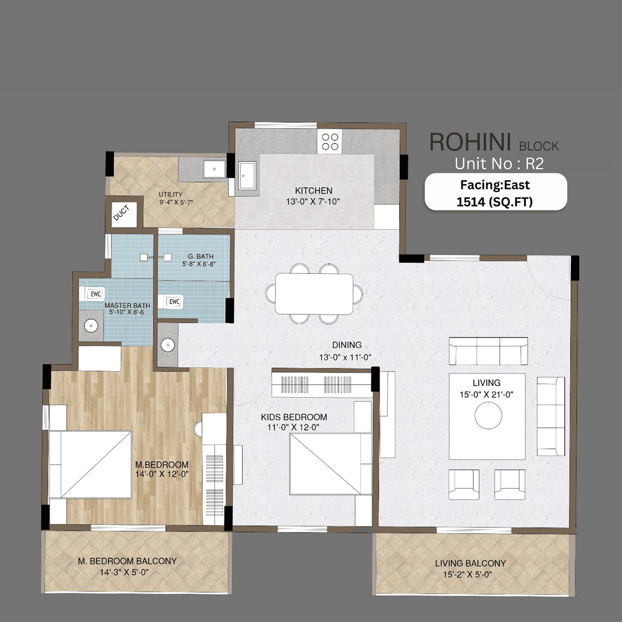 Adish Aradhra Unit plan - 1161 sq.ft.