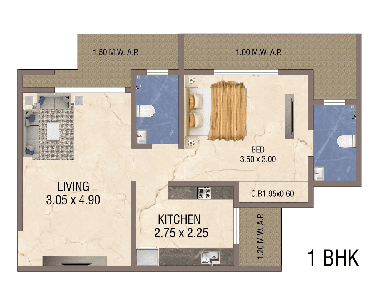 Unit plan - 442 sq.ft.