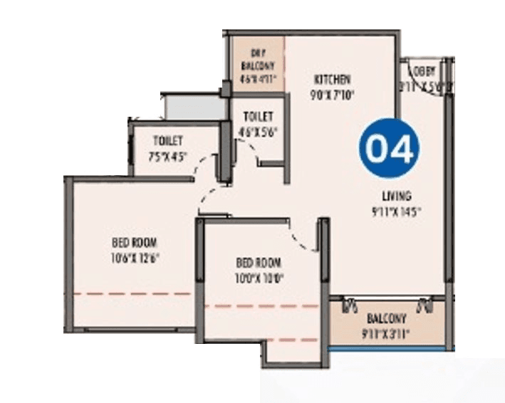GK Aria Unit plan - 683 sq.ft.