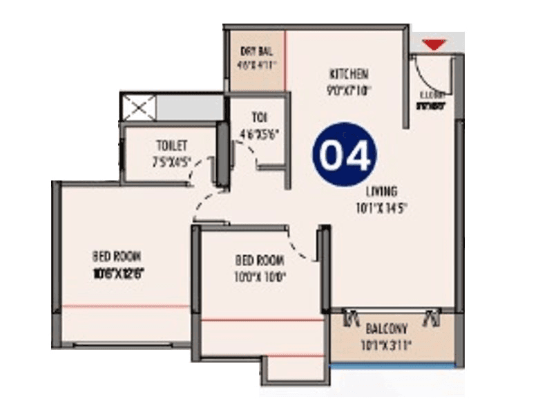 GK Aria Unit plan - 687 sq.ft.
