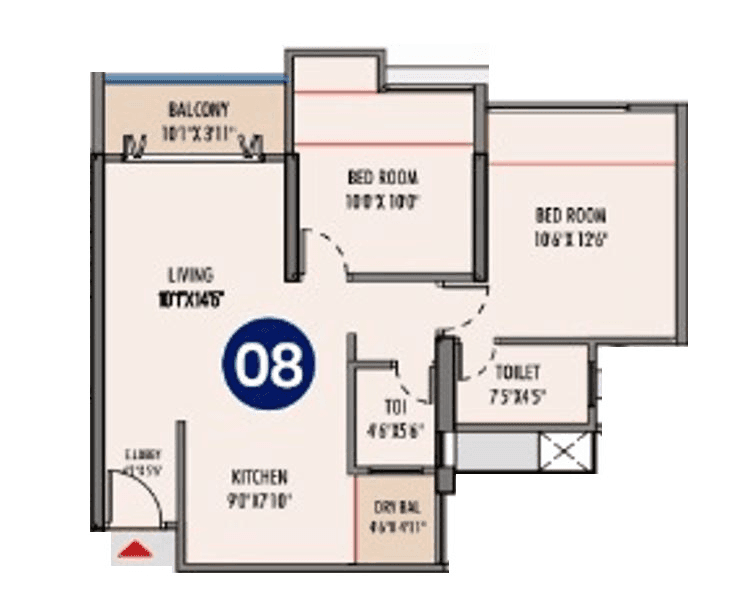 GK Aria Unit plan - 690 sq.ft.