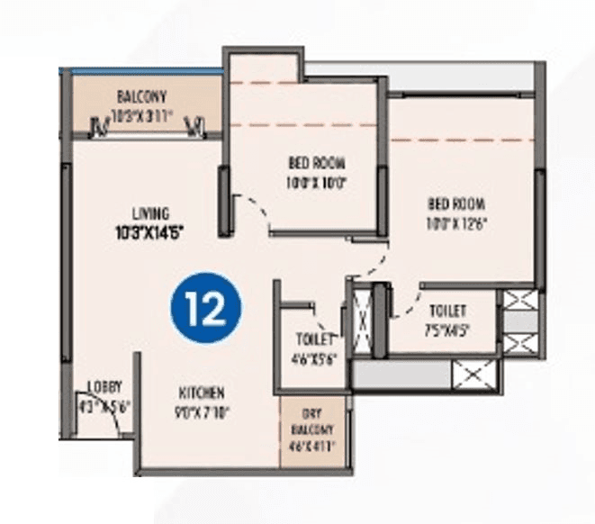 GK Aria Unit plan - 693 sq.ft.