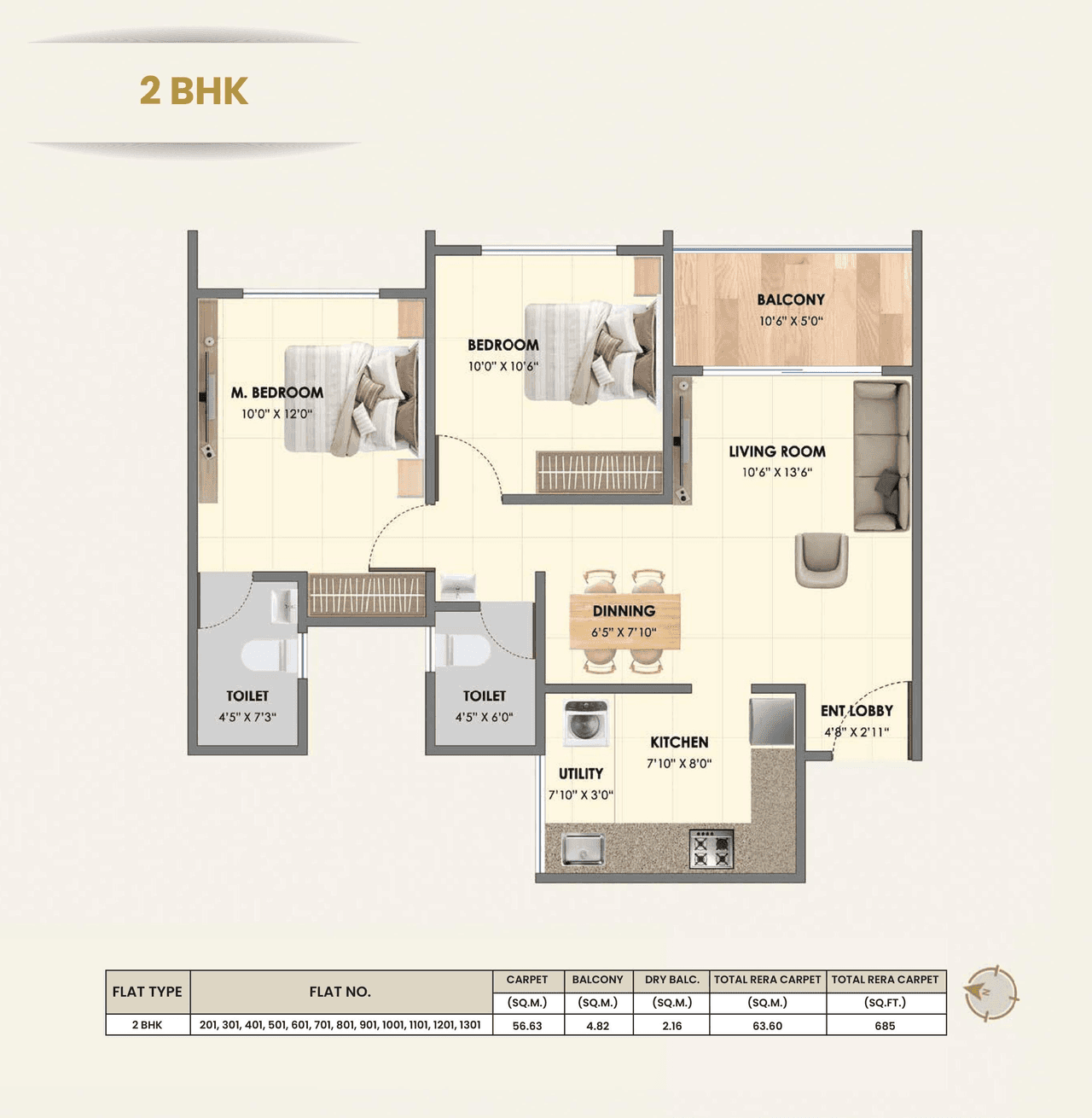 Khiwasara Nakshatra Unit plan - 685 sq.ft.