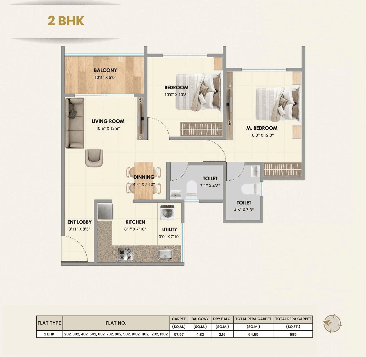 Khiwasara Nakshatra Unit plan - 695 sq.ft.