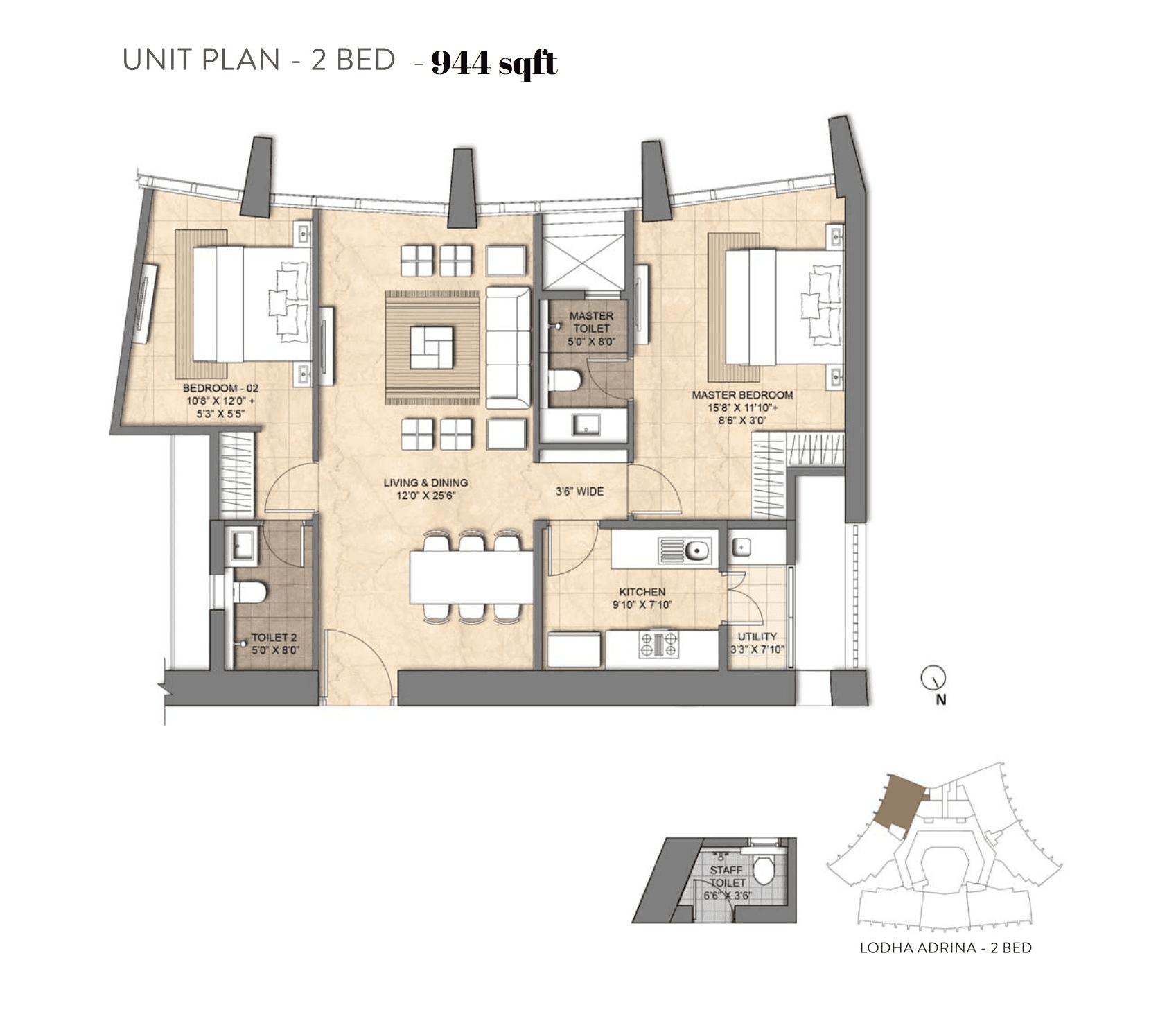 Unit plan - 944 sq.ft.