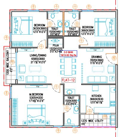 Hirize Elysia Unit plan - 1379 sq.ft.