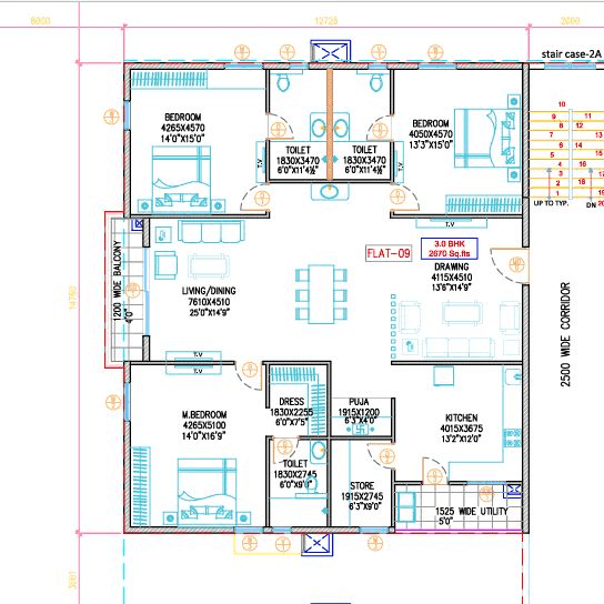 Hirize Elysia Unit plan - 1923 sq.ft.