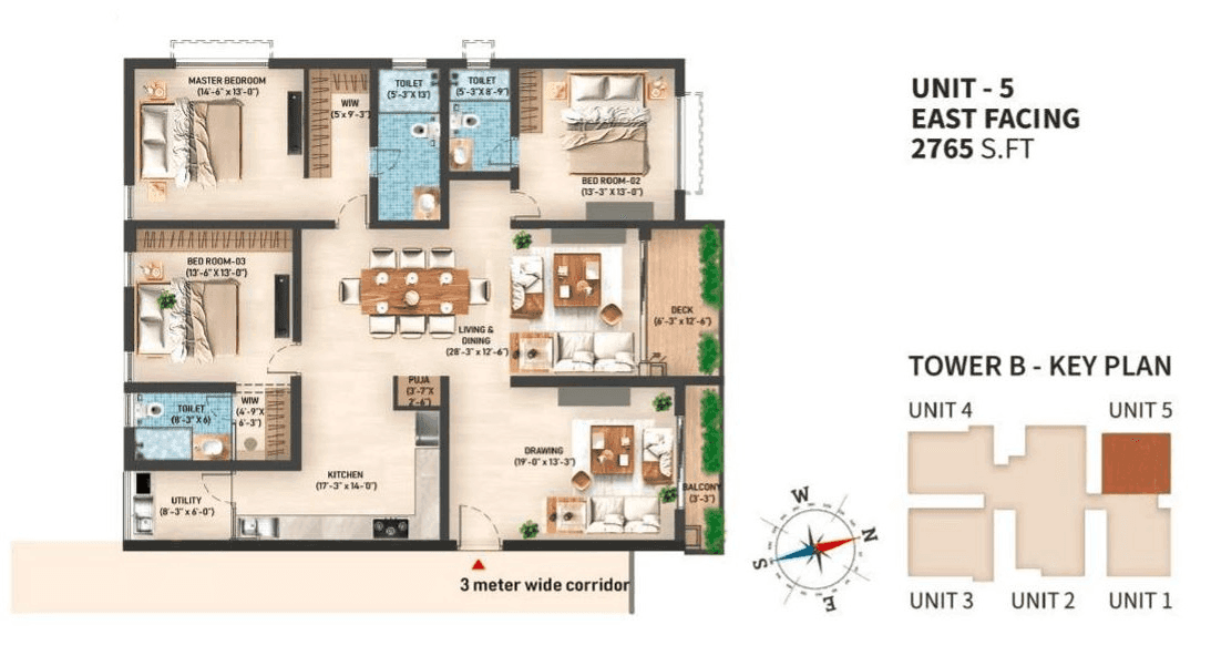 R One Diamond Towers Unit plan - 1936 sq.ft.