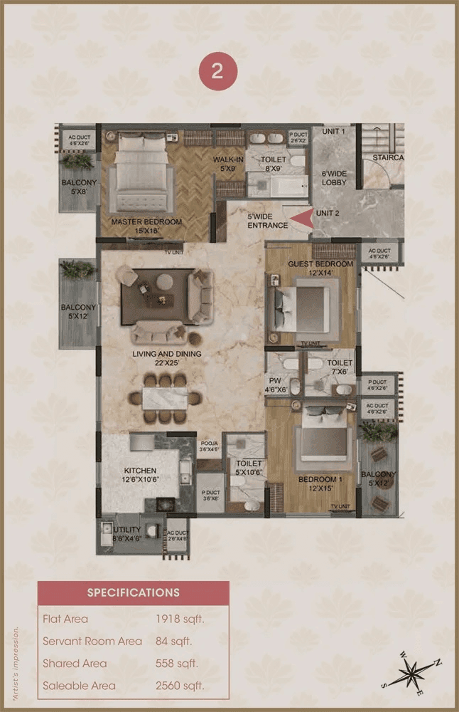 Magnolia Delight Unit plan - 1918 sq.ft.
