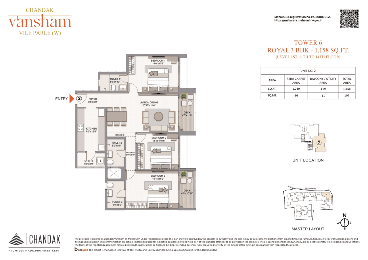 Chandak Vansham Unit plan - 1158 sq.ft.