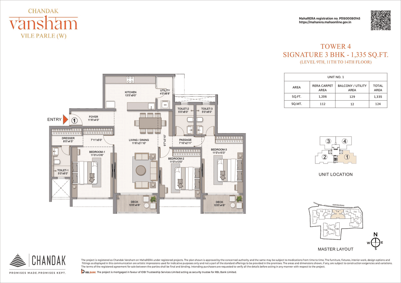 Chandak Vansham Unit plan - 1335 sq.ft.