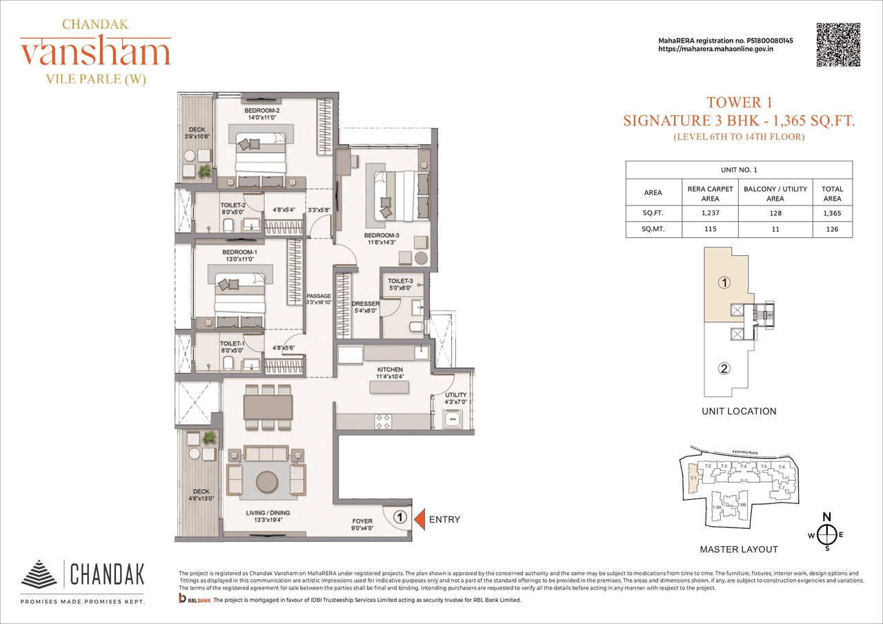 Chandak Vansham Unit plan - 1365 sq.ft.
