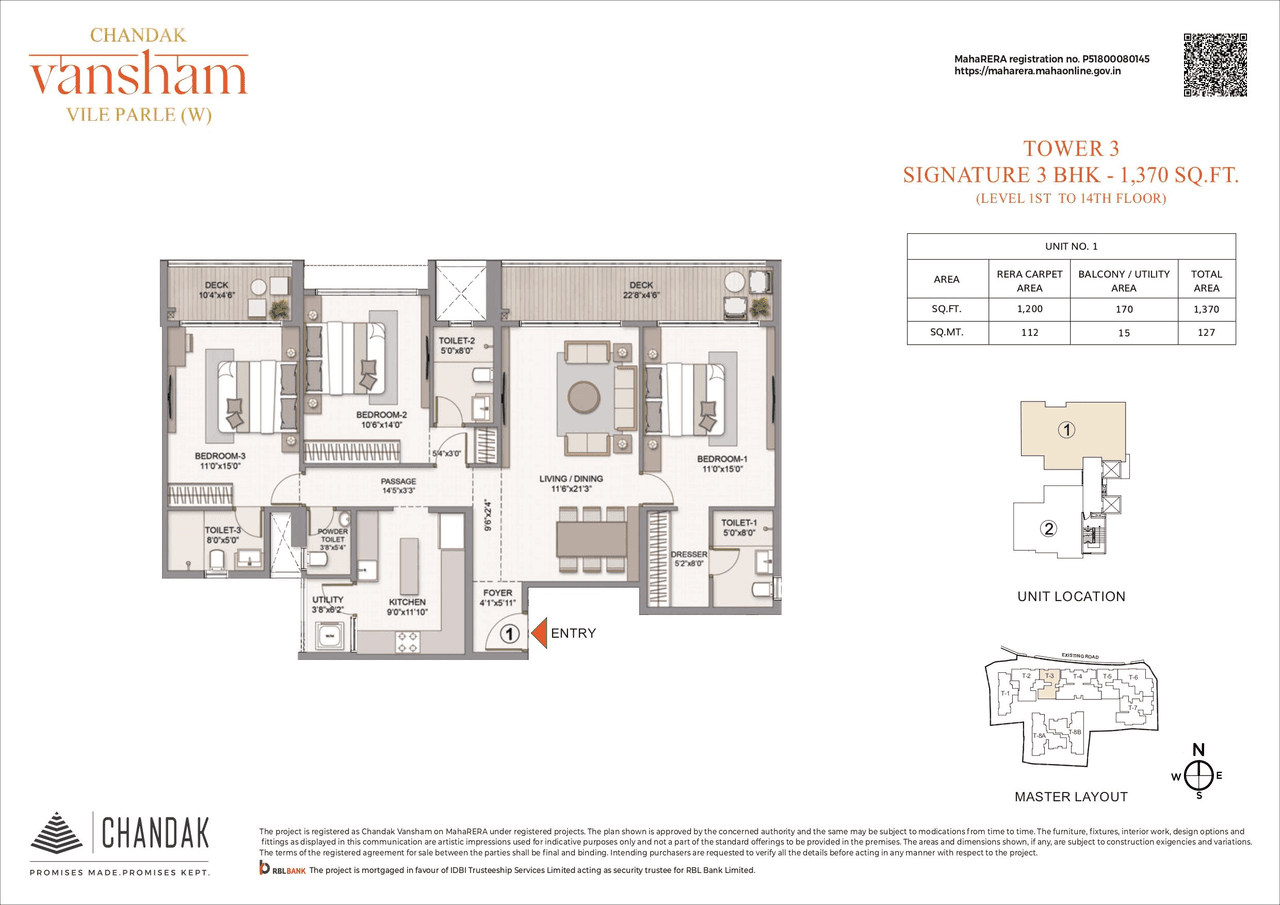 Chandak Vansham Unit plan - 1370 sq.ft.