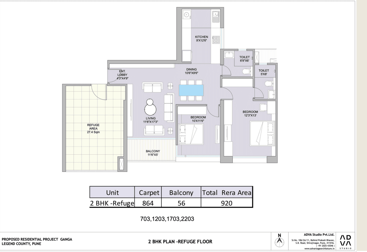 Goel Ganga Legends County Unit plan - 920 sq.ft.