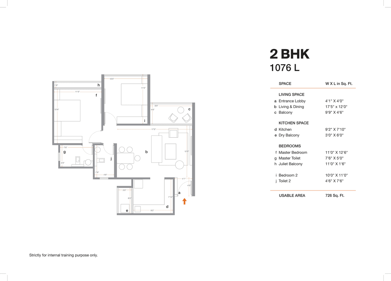 Skyi Manas Lake Unit plan - 726 sq.ft.