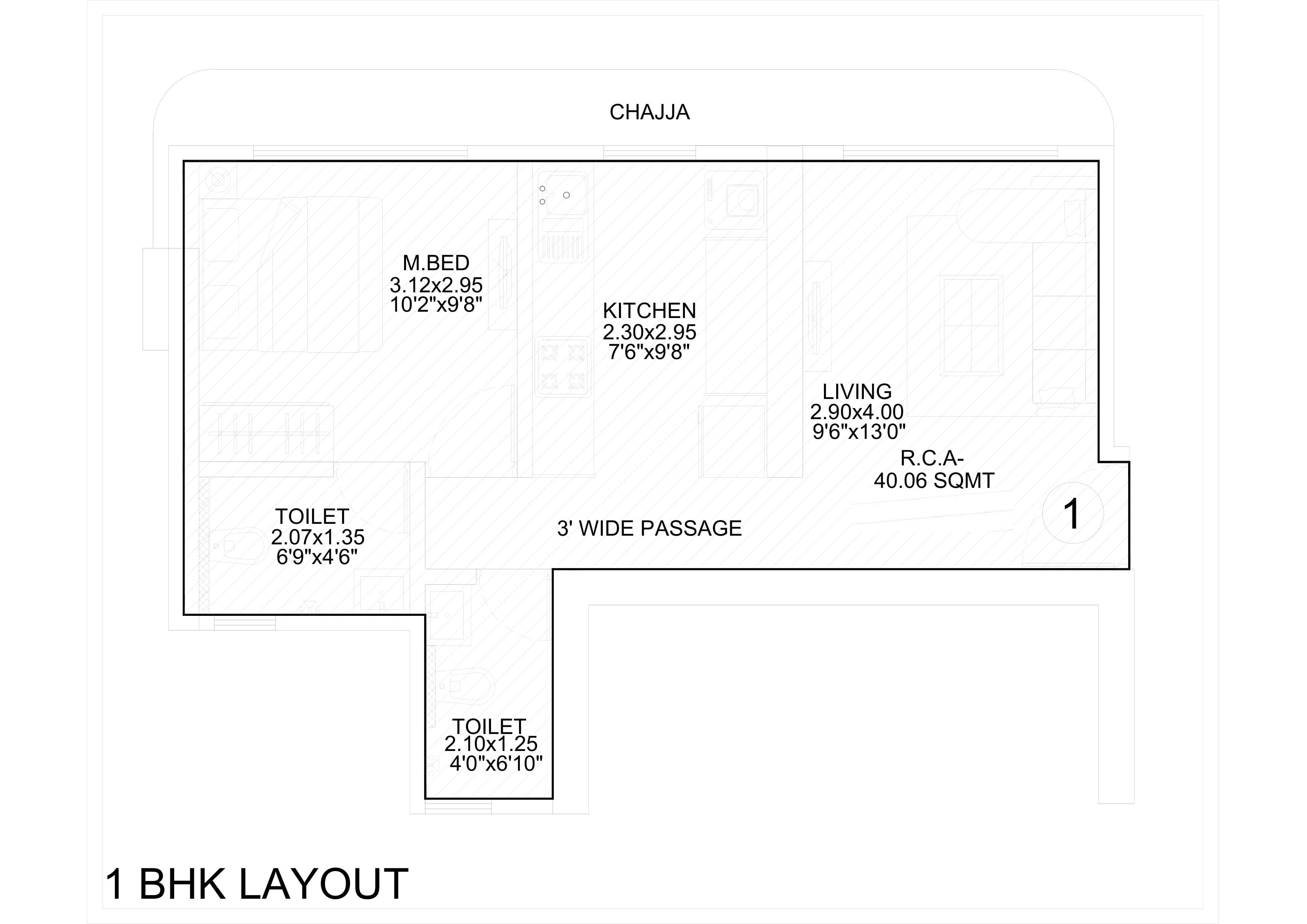 Unit plan - 431 sq.ft.