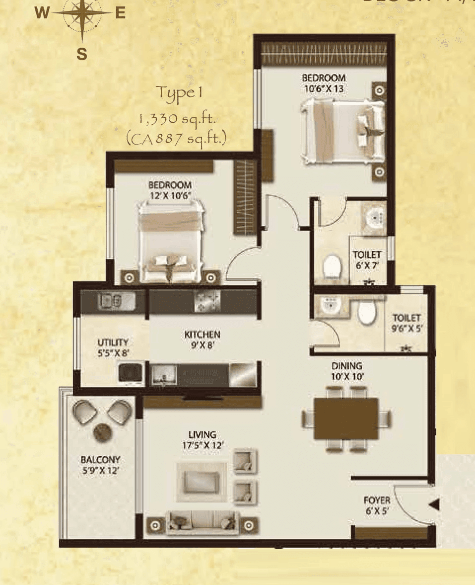 Legacy Salvador Unit plan - 887 sq.ft.