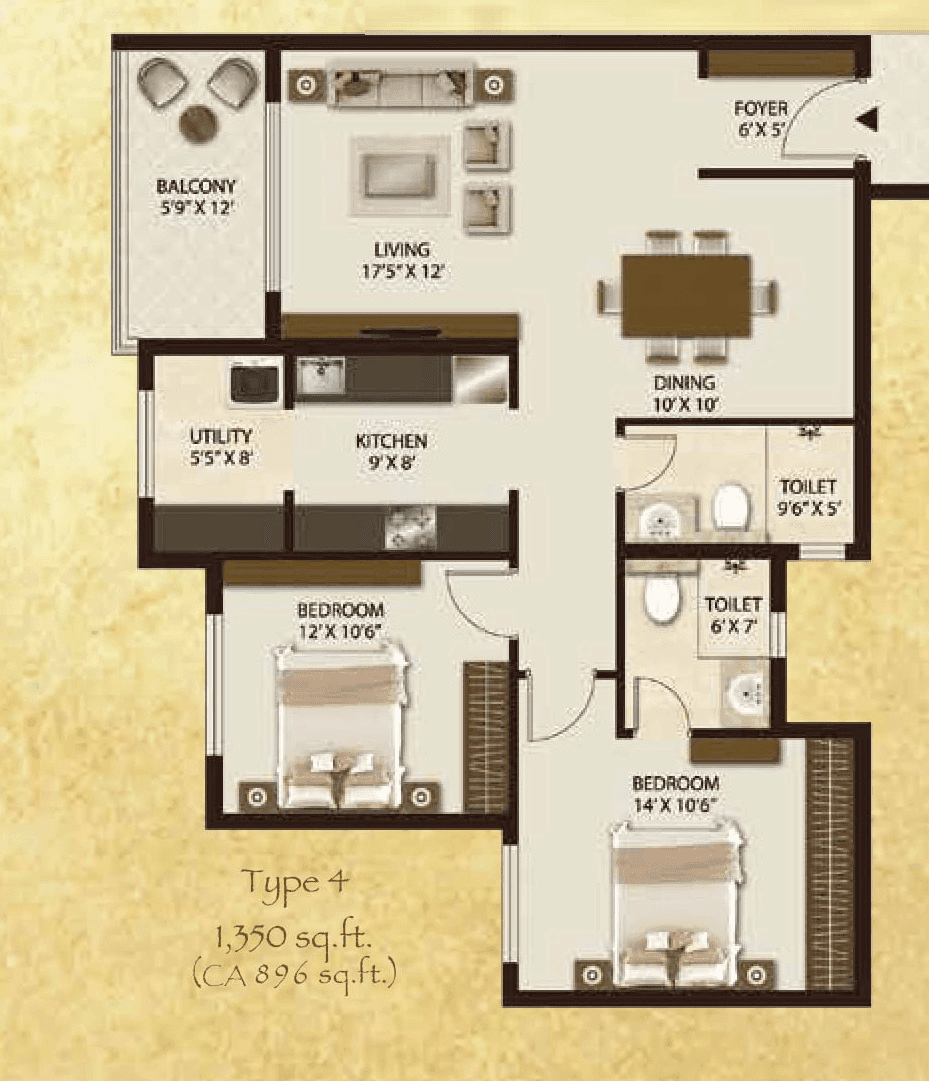 Legacy Salvador Unit plan - 896 sq.ft.