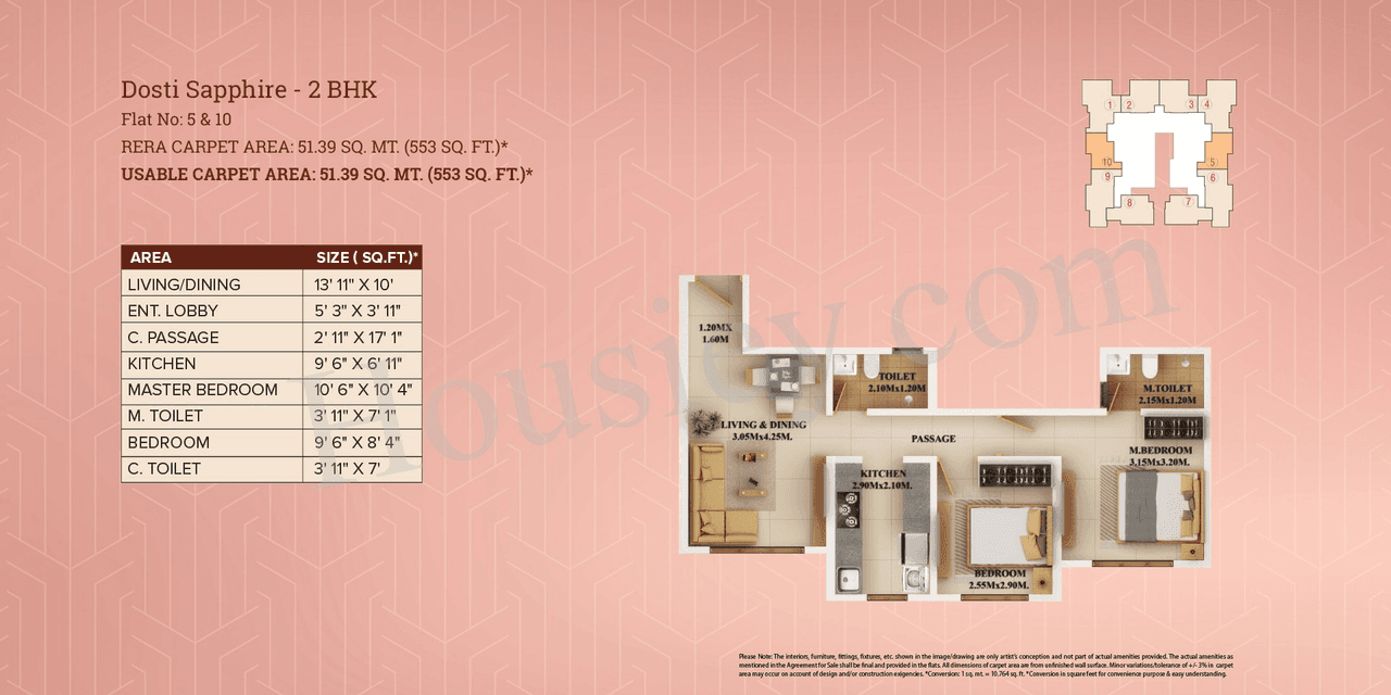 Dosti Planet North Unit plan - 533 sq.ft.