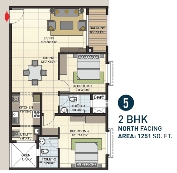 Unit plan - 900 sq.ft.