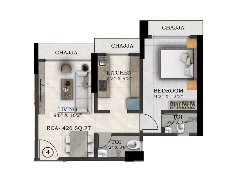 Balaji Serenity Unit plan - 426 sq.ft.