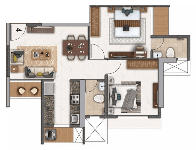 Sai Park street Unit plan - 605 sq.ft.