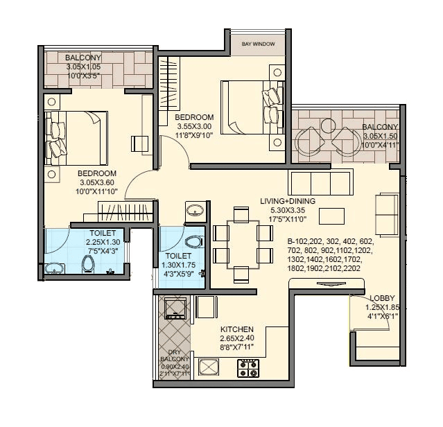 Hapse Park West Unit plan - 759 sq.ft.