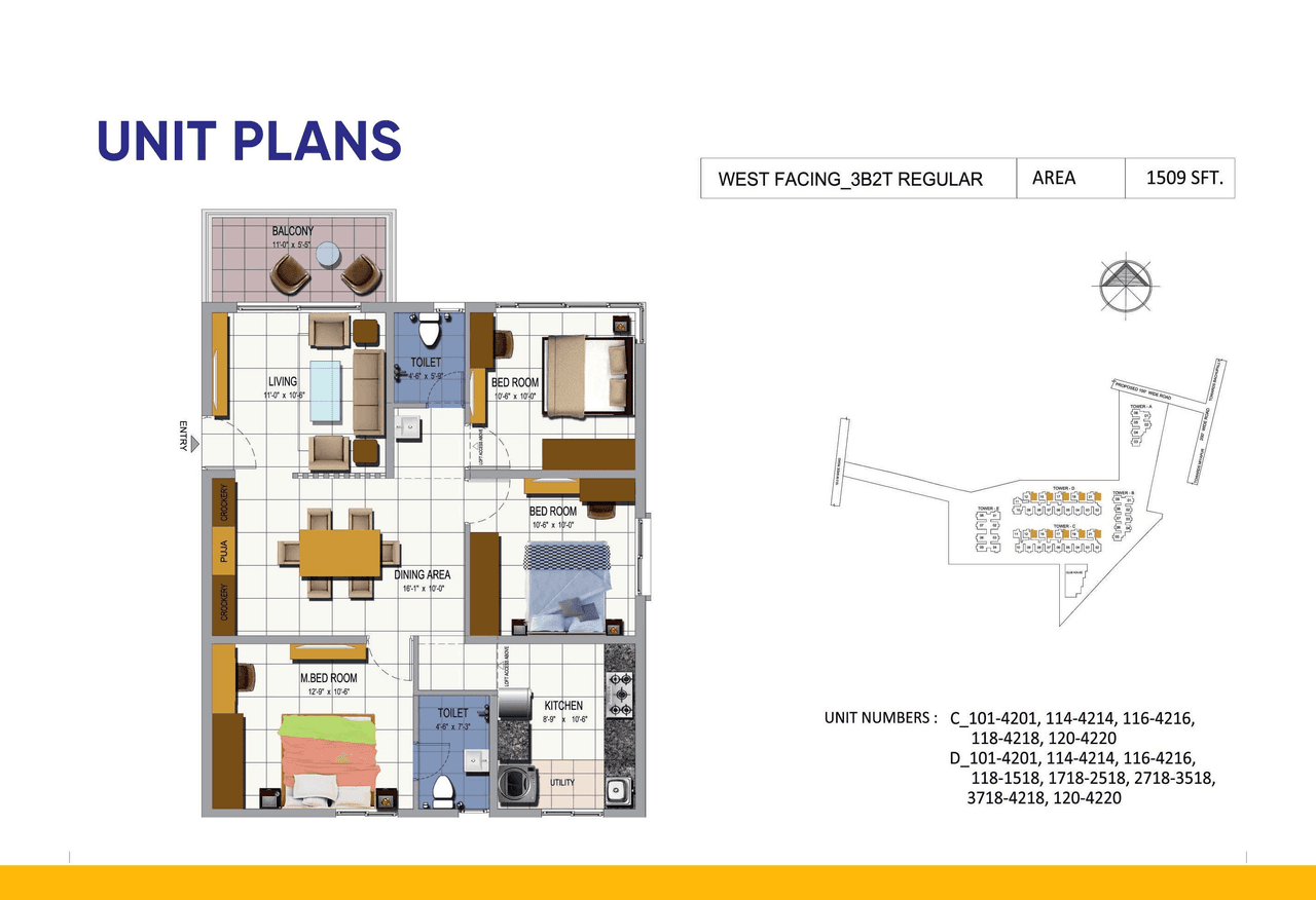 Urbanrise Sky Habitat Unit plan - 981 sq.ft.