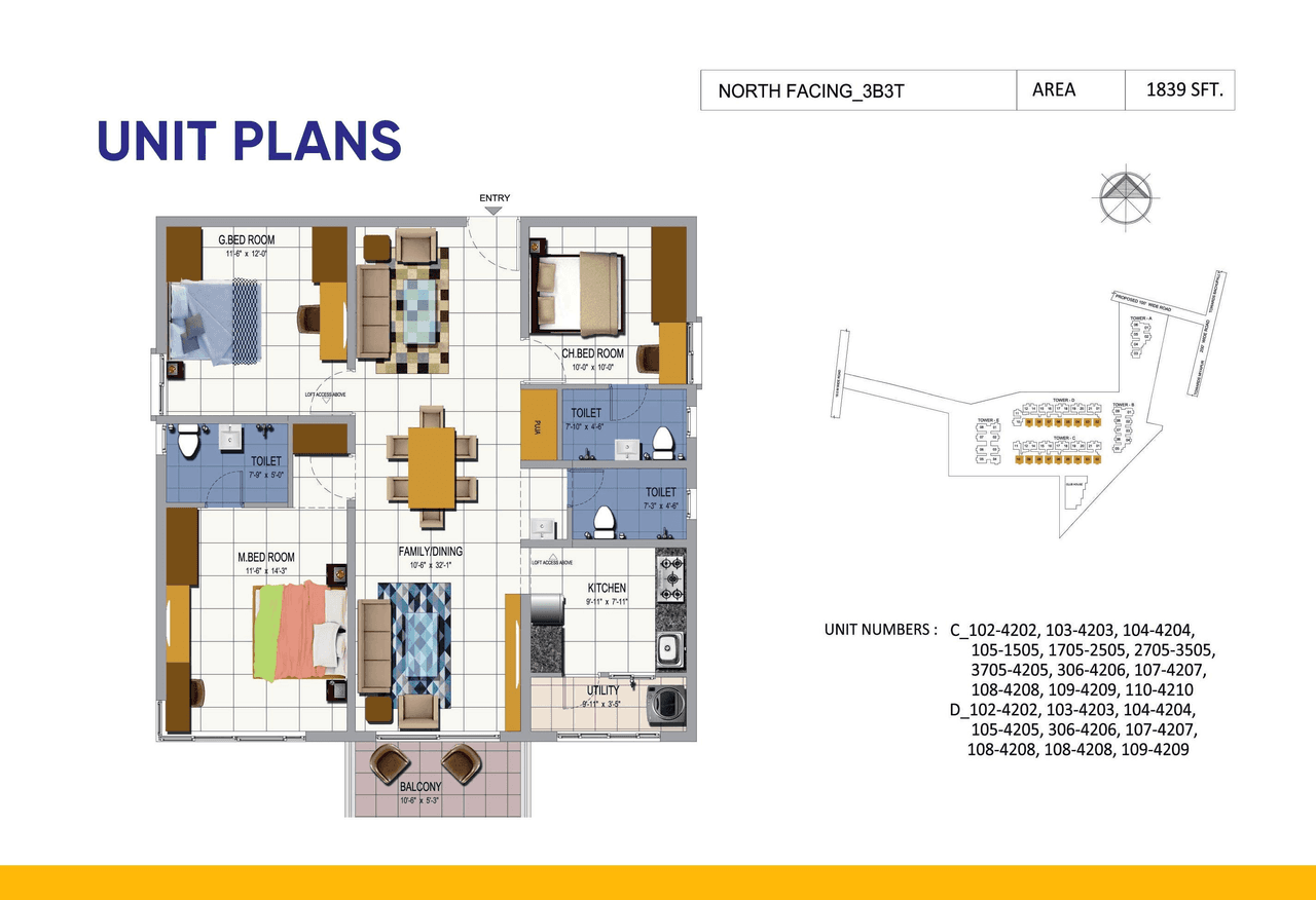 Urbanrise Sky Habitat Unit plan - 1196 sq.ft.