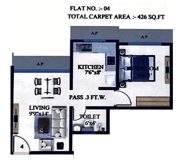 Unit plan - 426 sq.ft.