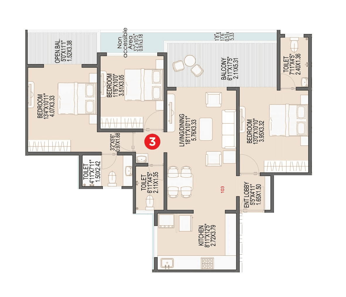 Shiv Malhar Unit plan - 1139 sq.ft.