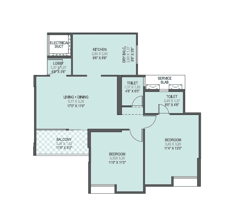 Gini Vivante Unit plan - 781 sq.ft.