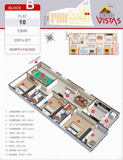 Peers Serene Vistas Unit plan - 1235 sq.ft.