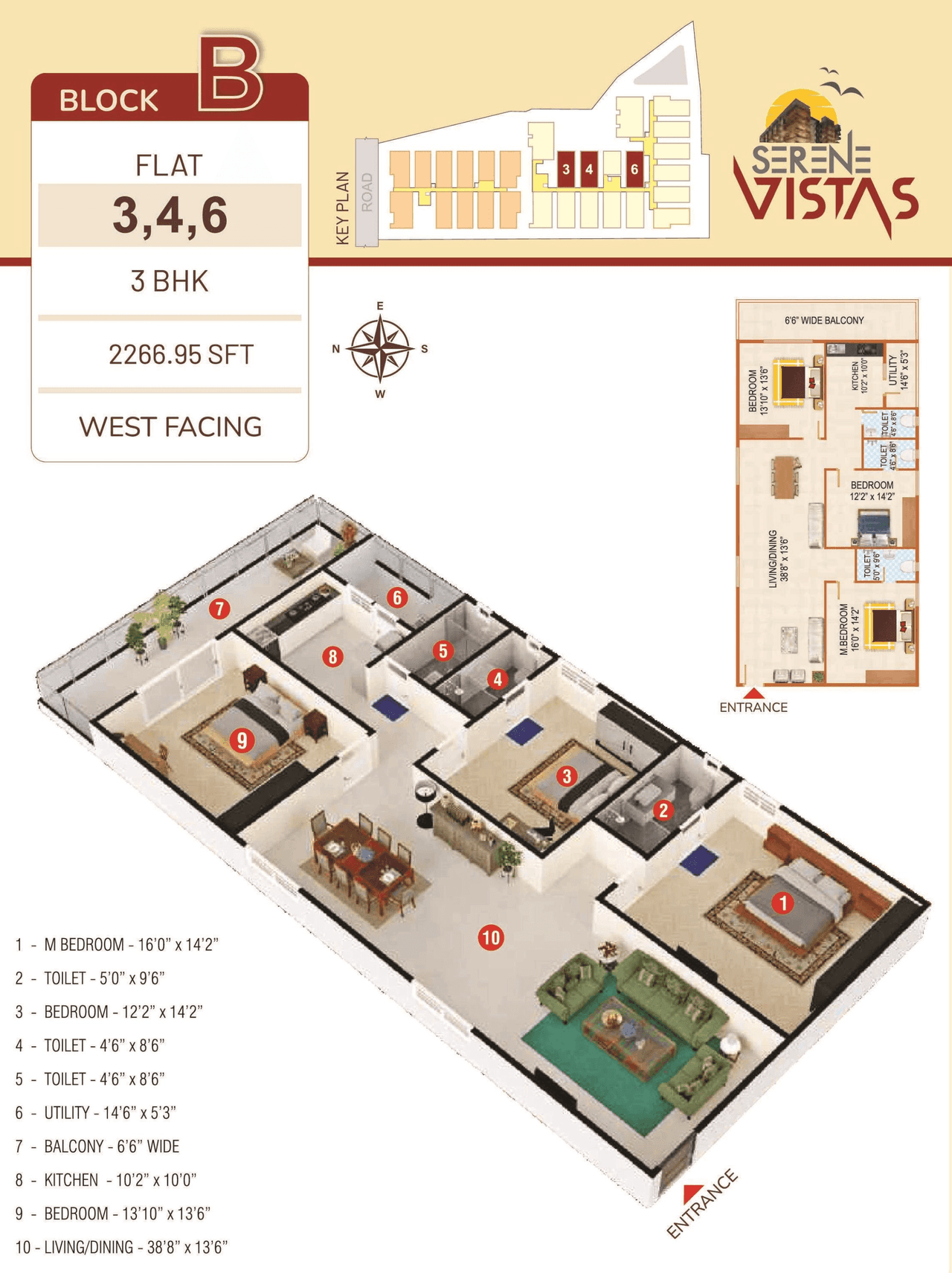 Peers Serene Vistas Unit plan - 1360 sq.ft.