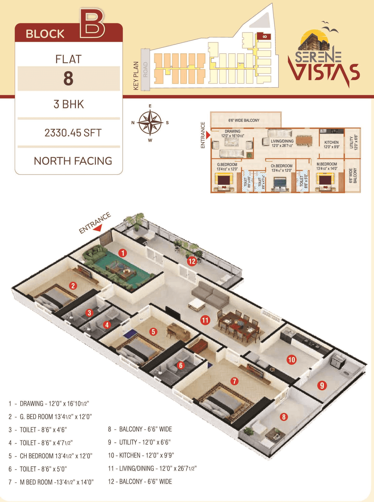 Peers Serene Vistas Unit plan - 1398 sq.ft.
