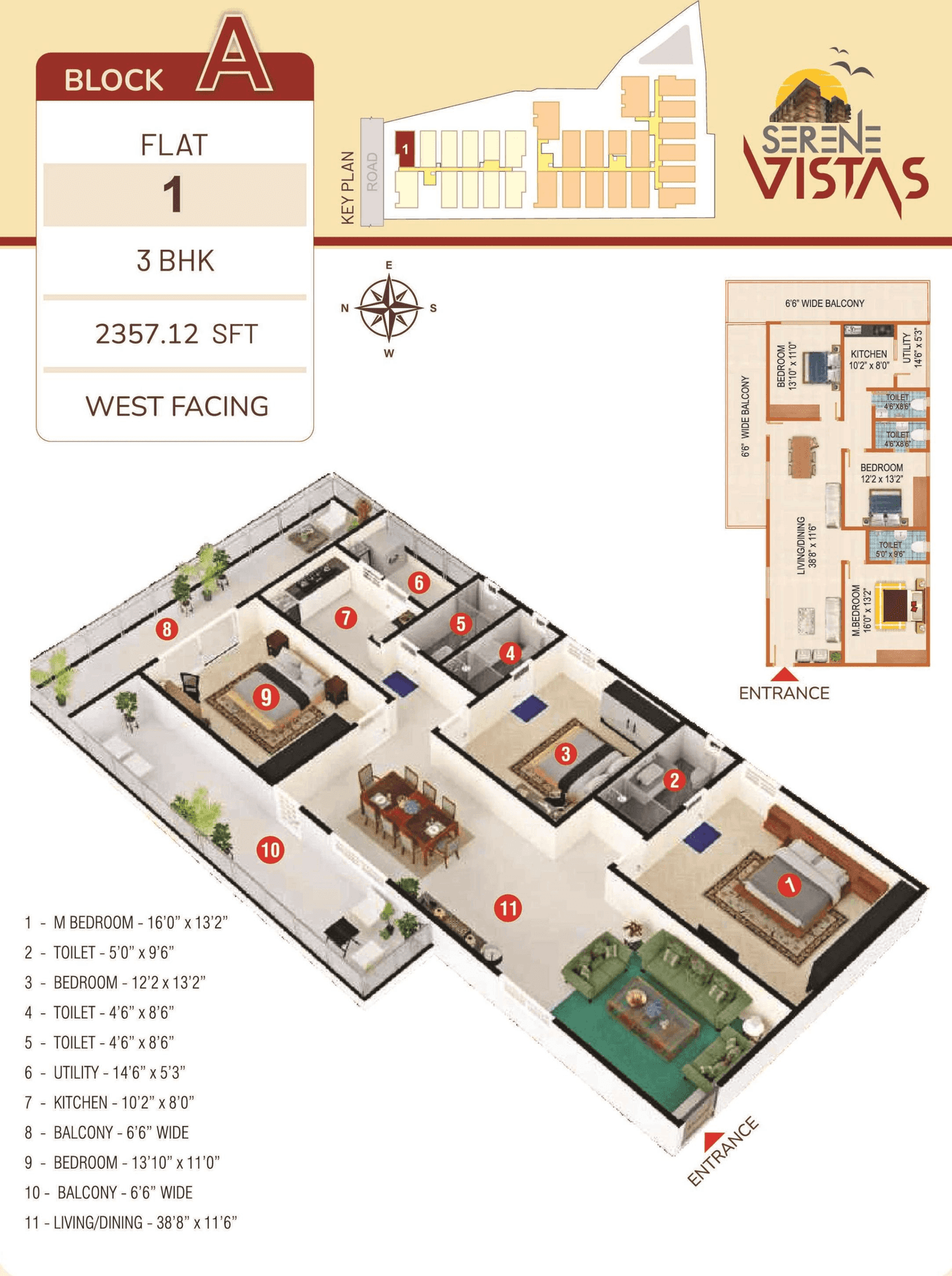 Peers Serene Vistas Unit plan - 1414 sq.ft.