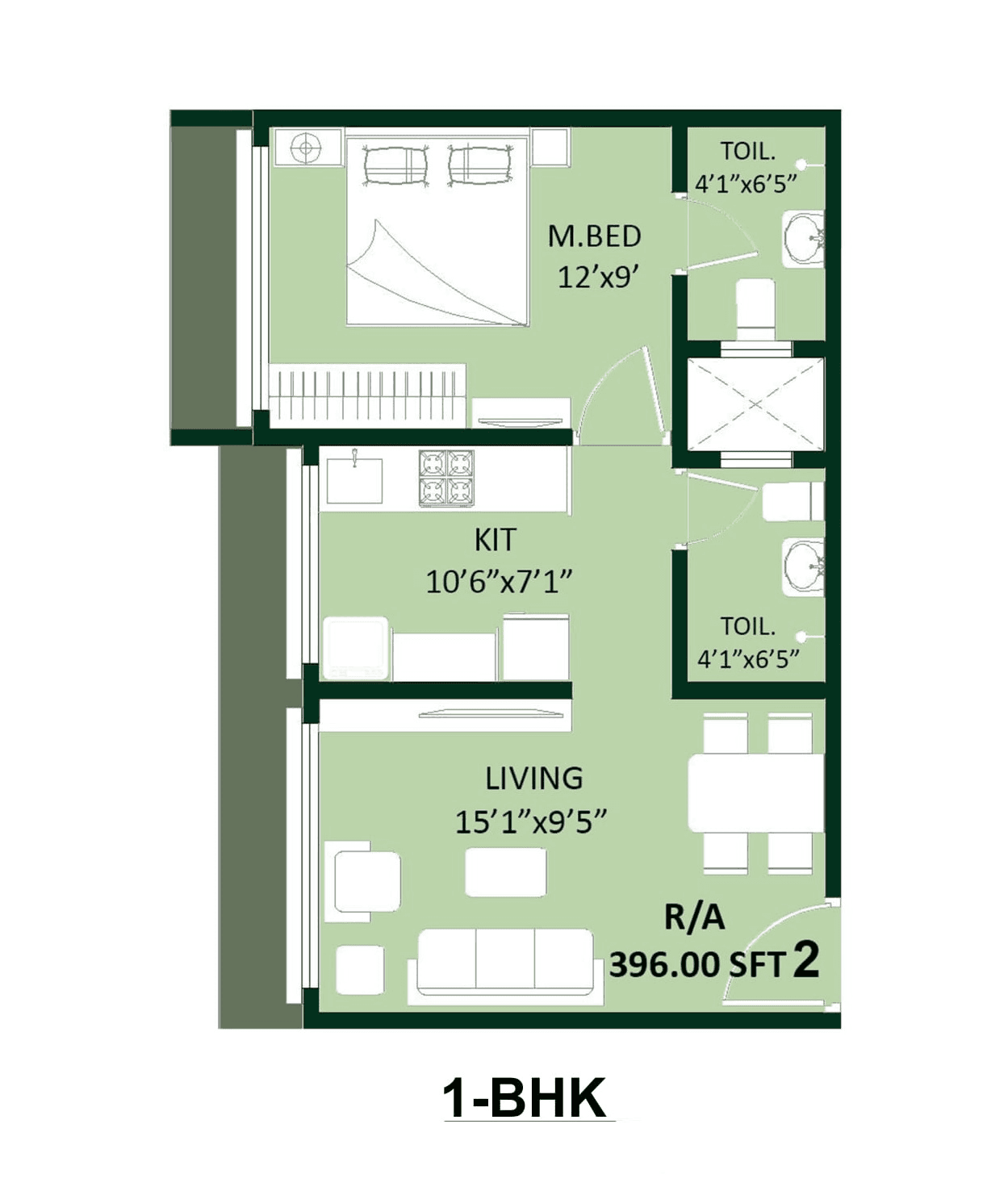 DPS Rivera Unit plan - 396 sq.ft.