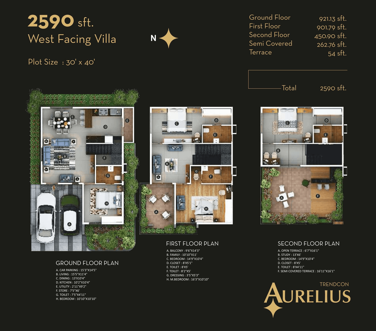 Trendcon Aurelius Unit plan - 2331 sq.ft.