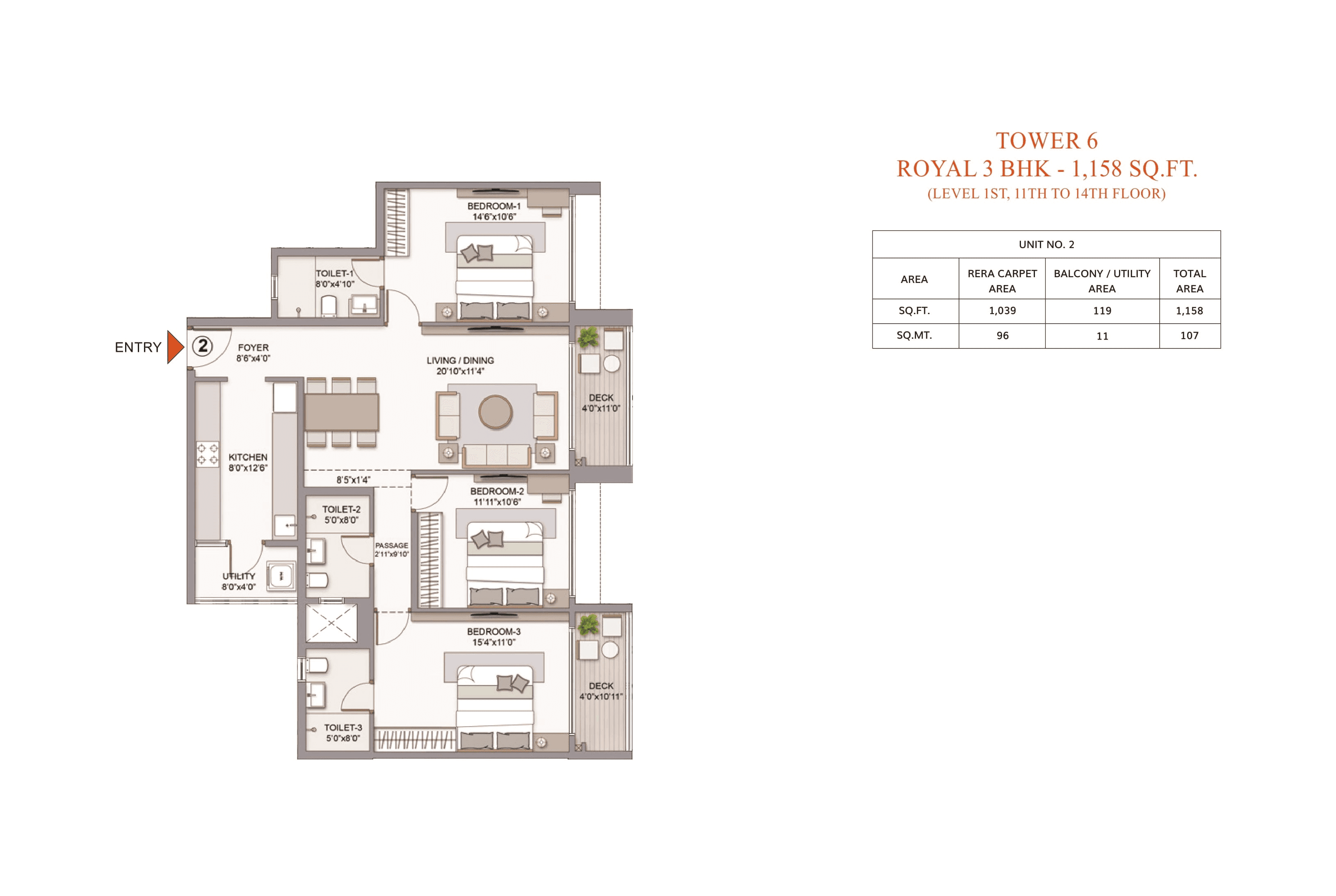 Chandak Sarvam Unit plan - 1158 sq.ft.