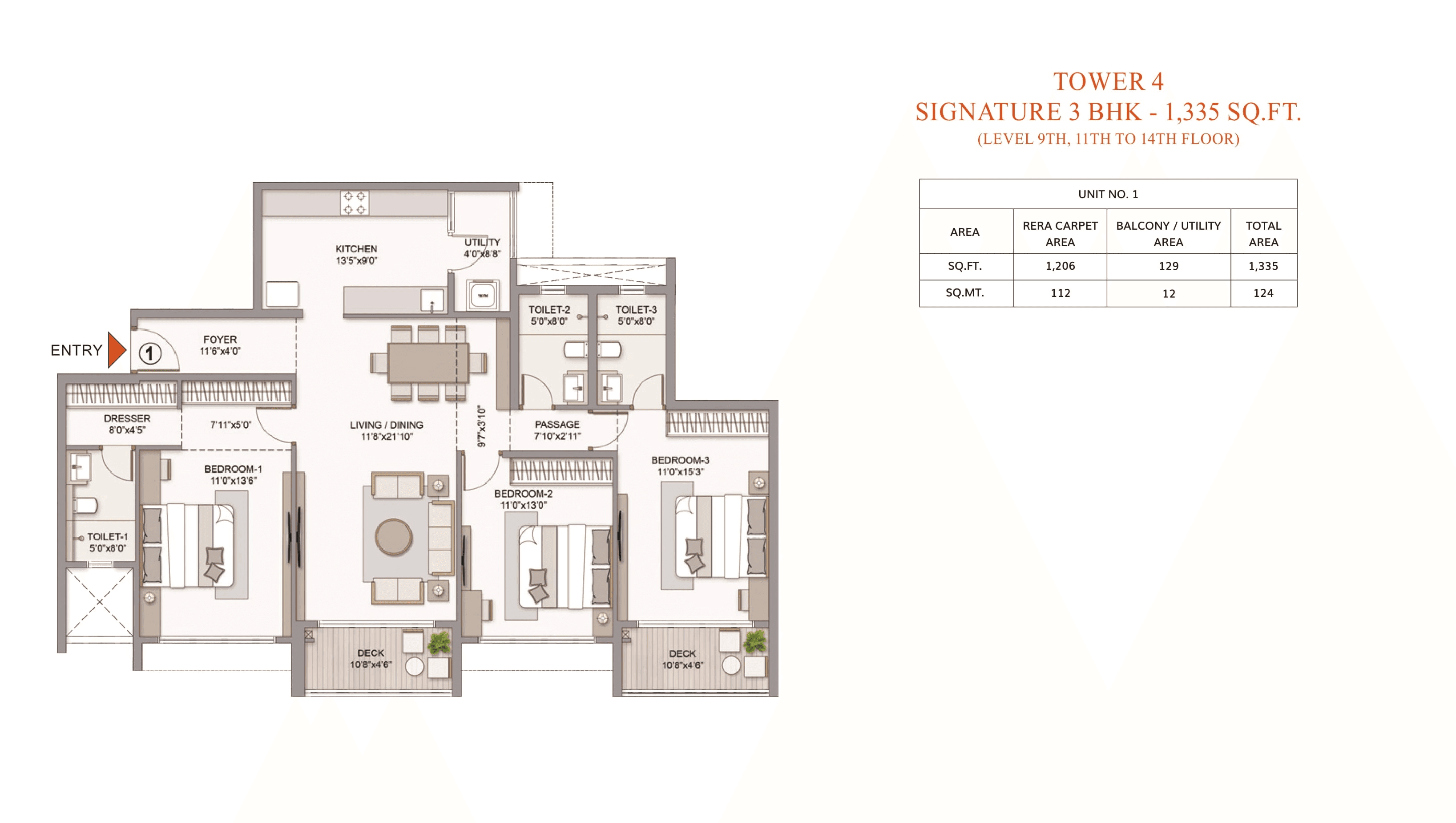 Chandak Sarvam Unit plan - 1335 sq.ft.