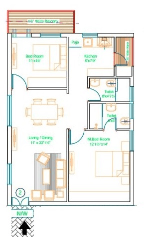 Unit plan - 712 sq.ft.